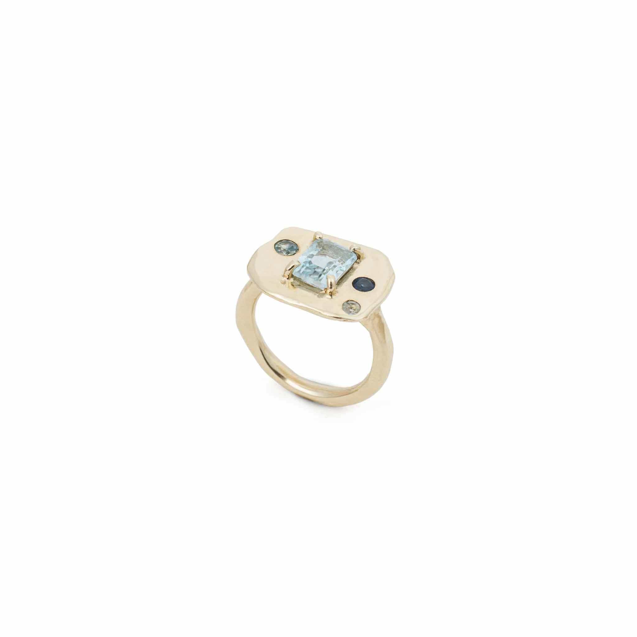Gold Olivia Ring with Topaz and Australian Sapphires