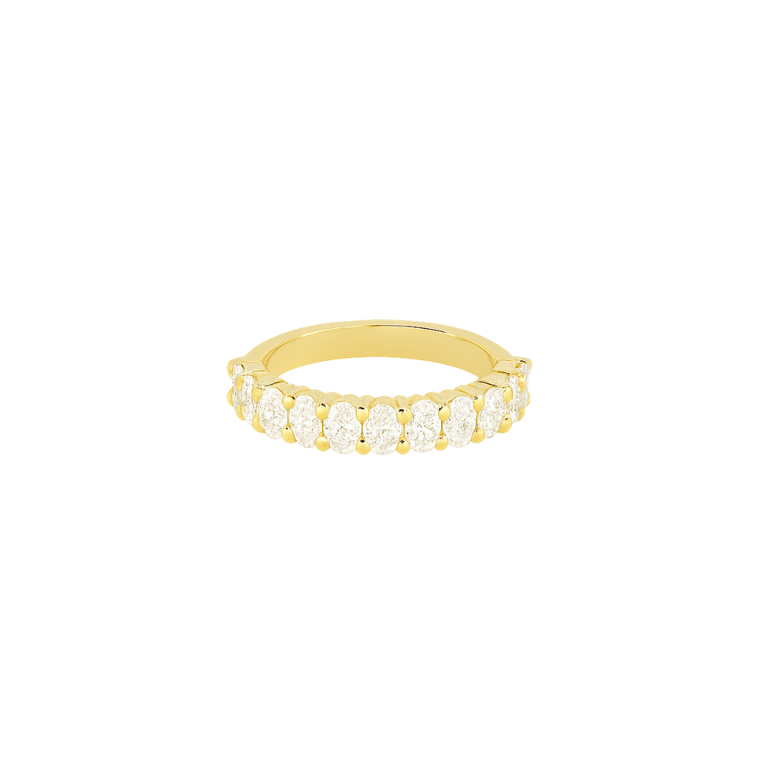EFStudios 14k Yellow Gold / 0.10ct / H Oval Diamond Half Eternity Band