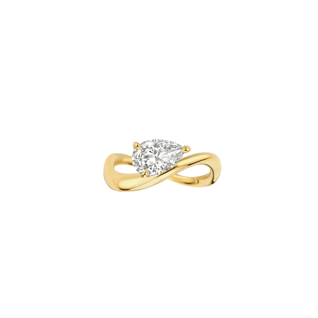 EFStudios Natasha Pear Solitaire Floating Engagement Ring