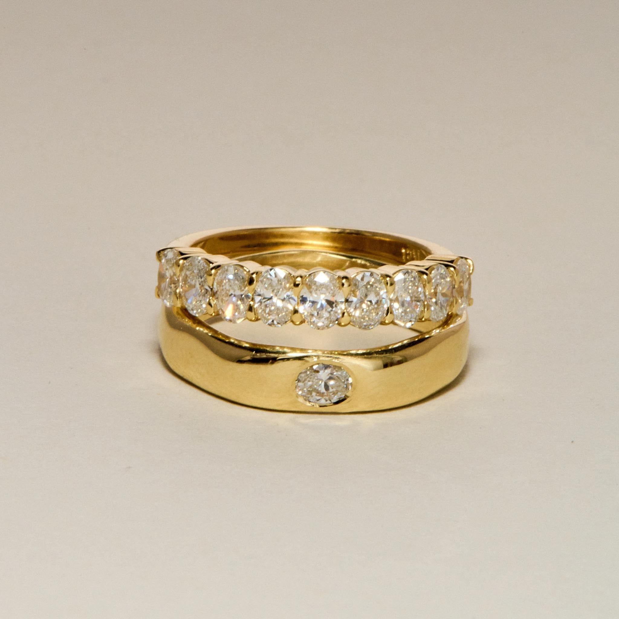 EFStudios ring Oval Diamond Organic Flat Band