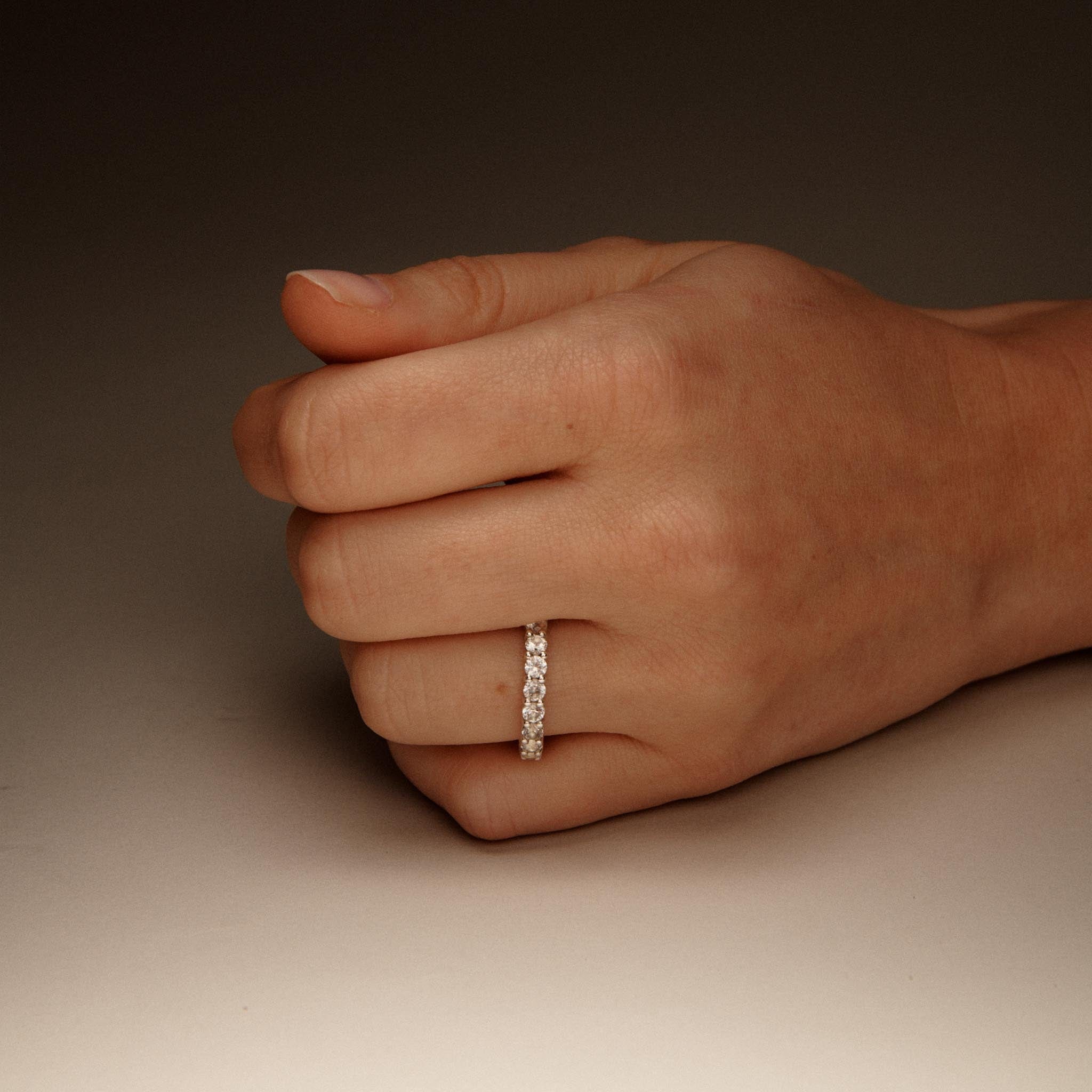 EFStudios Round Diamond Half Eternity Band | White Gold & Lab Grown Diamonds