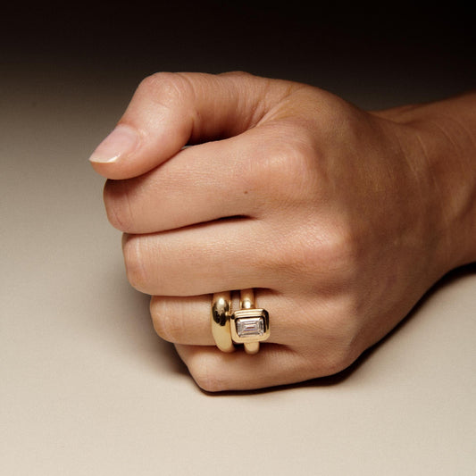 EFStudios The Lucia Ring - Emerald Bezel Domed Ring