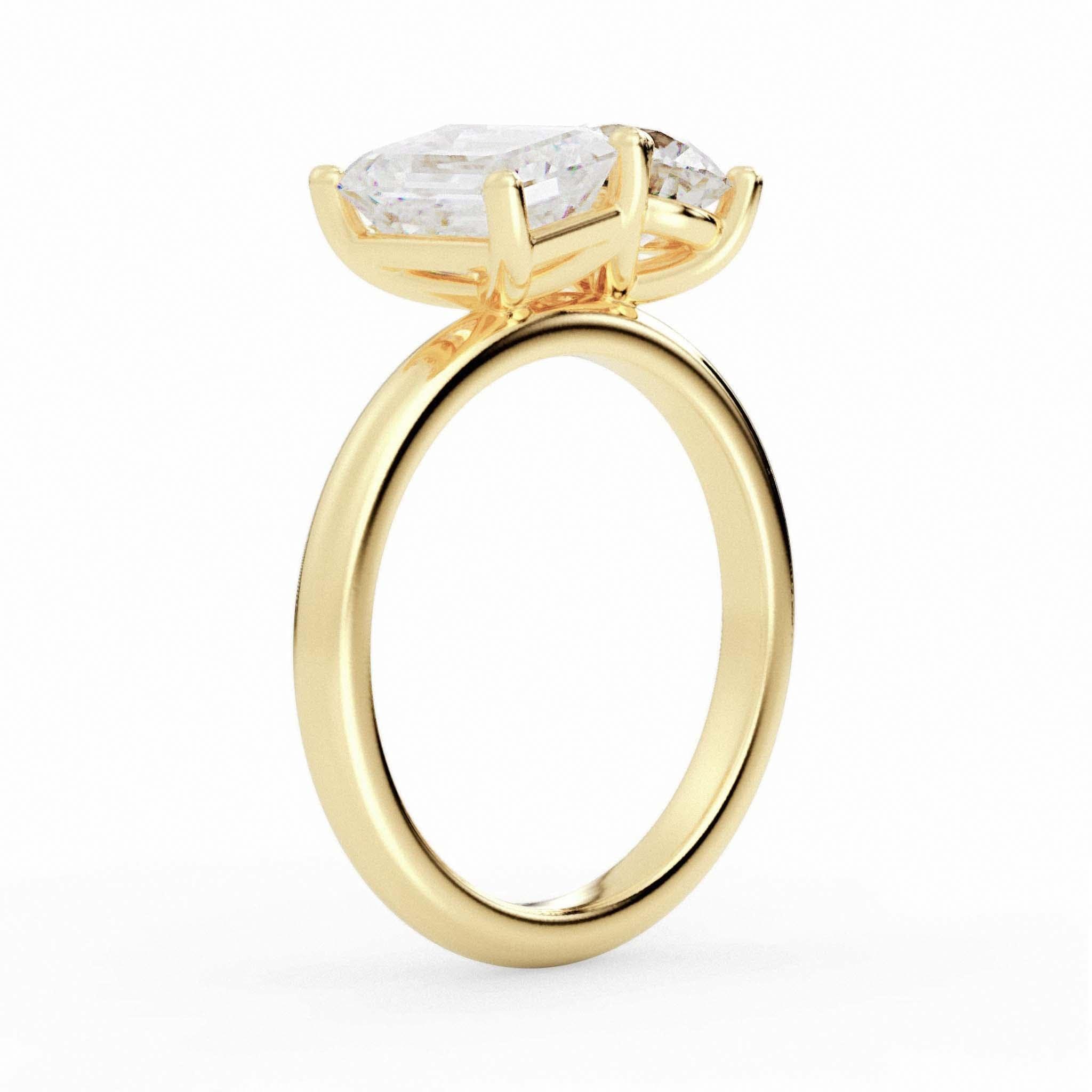 EFStudios Toi Et Moi Diamond Ring | Emerald Diamond & Round Diamond | Prong Setting