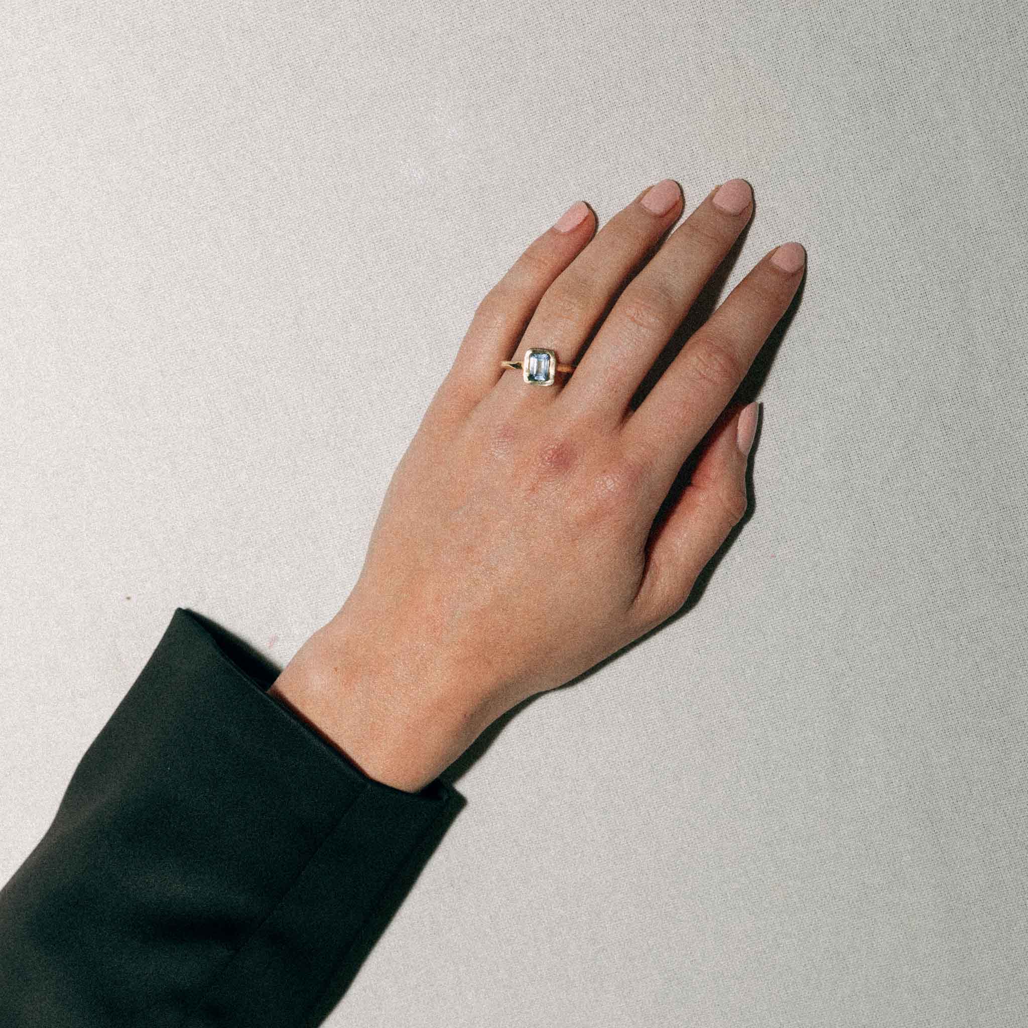 Lauren Ring With Bezel Set Emerald Cut Diamond