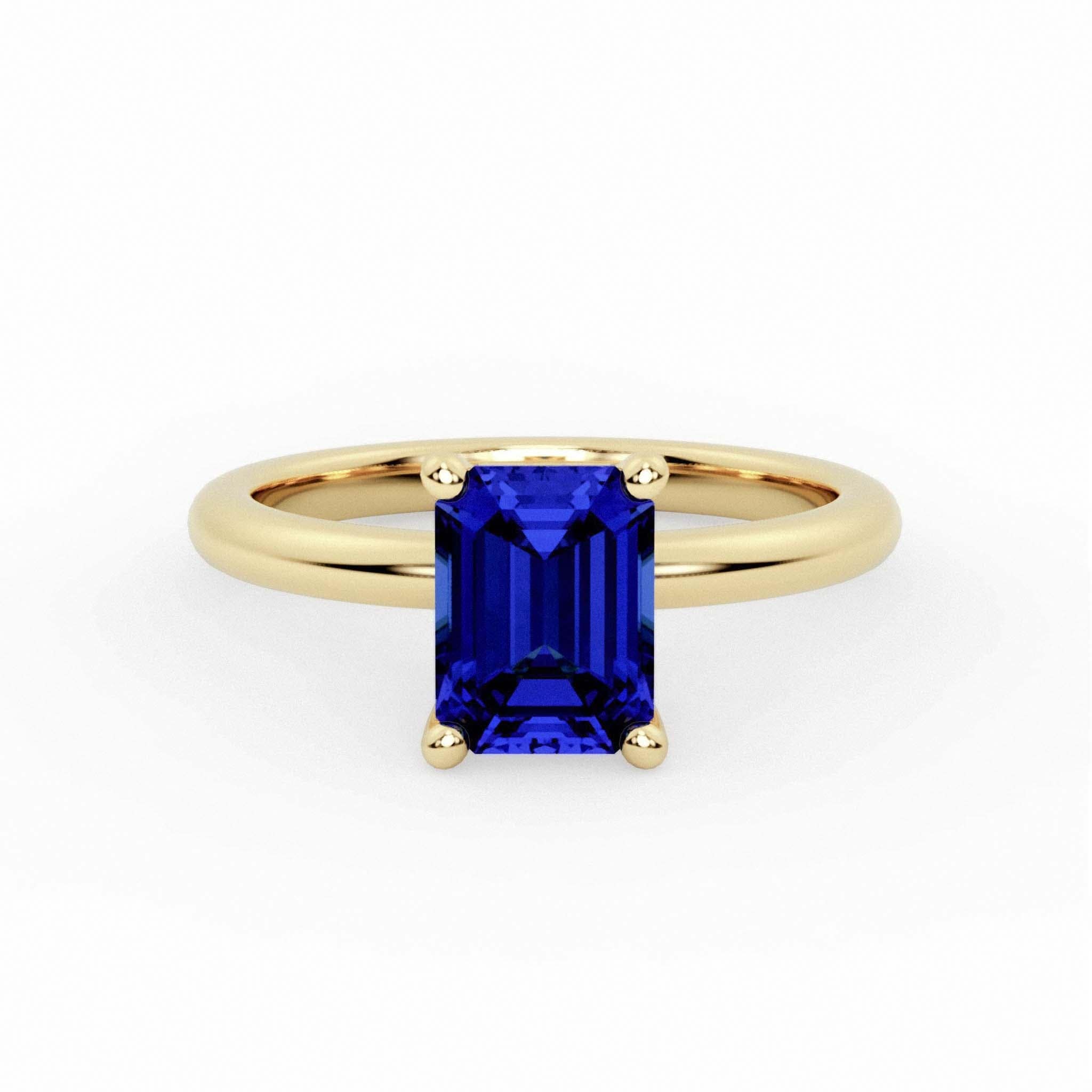 The Monique Ring – Gold & Lab Sapphire Solitaire