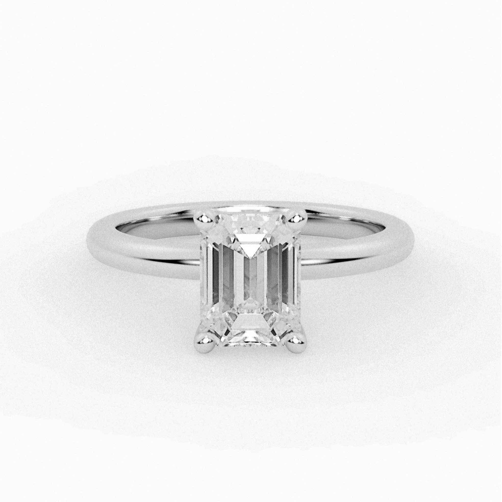 Monique Emerald Cut Diamond Engagement Ring – Bespoke Solitaire Setting | Platinum & Lab-Grown Diamonds