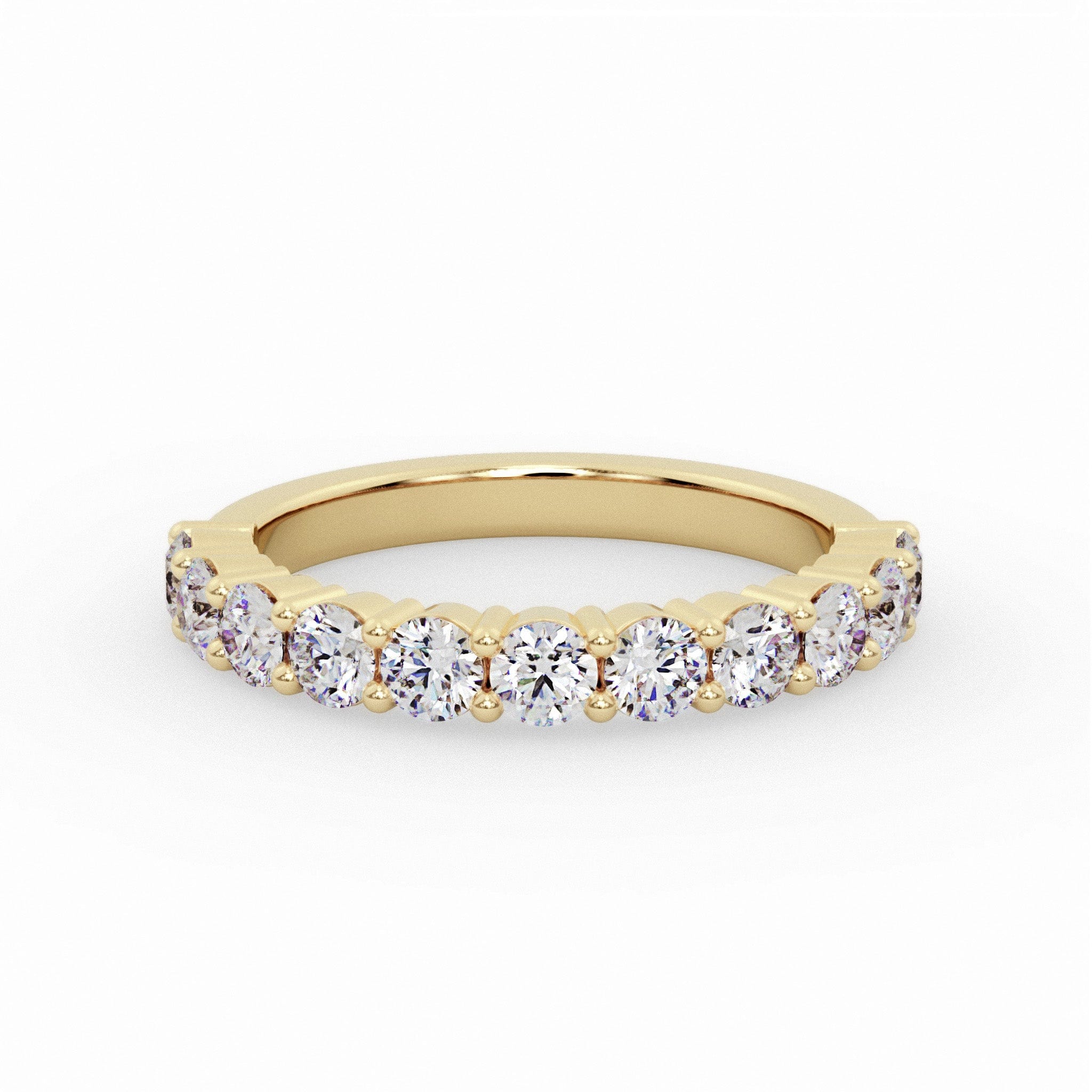 Bold 3mm Sapphire Half Eternity Band | Gold & Lab White Sapphires - EFStudios