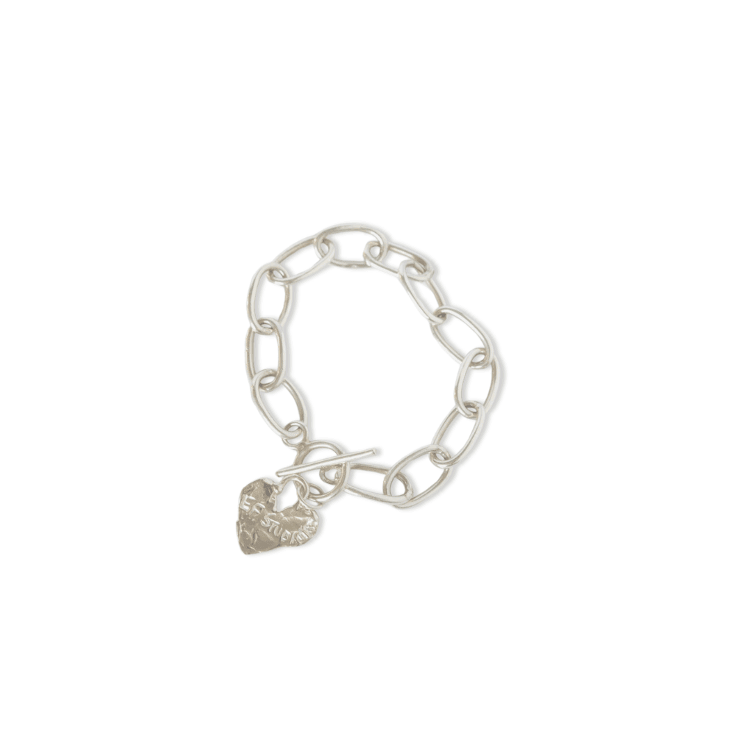 EFStudios 925 Sterling Silver Heart Charm Bracelet