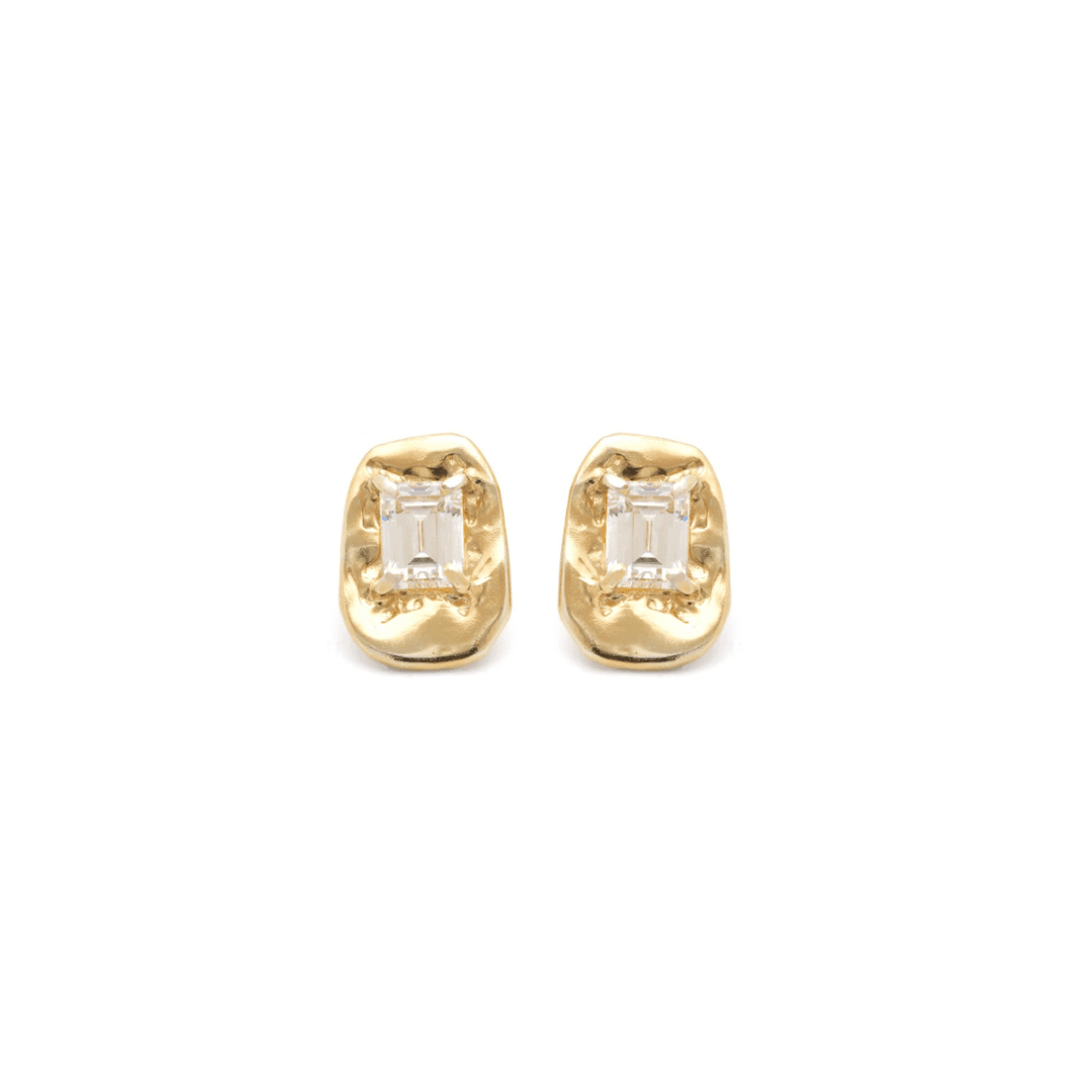 EFStudios 9k yellow gold / Lab White Sapphire Oversized Lolita Earrings | Gold and White Lab Sapphire