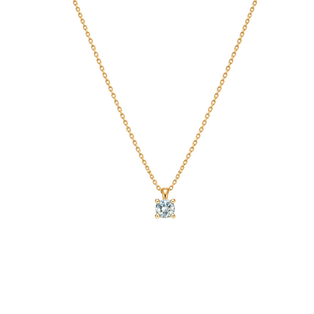 EFStudios 9k Yellow Gold / March - Aquamarine Birthstone Pendant - January Garnet