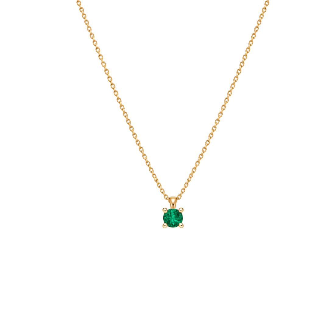EFStudios 9k Yellow Gold / May - Emerald Birthstone Pendant - January Garnet