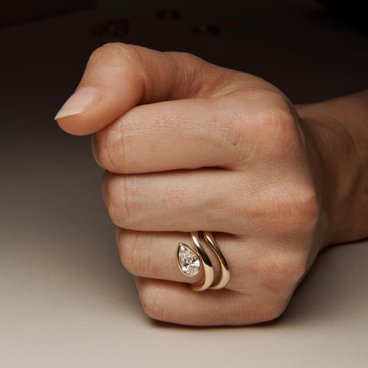 EFStudios Chloe Floating Diamond Ring - Pear Bezel