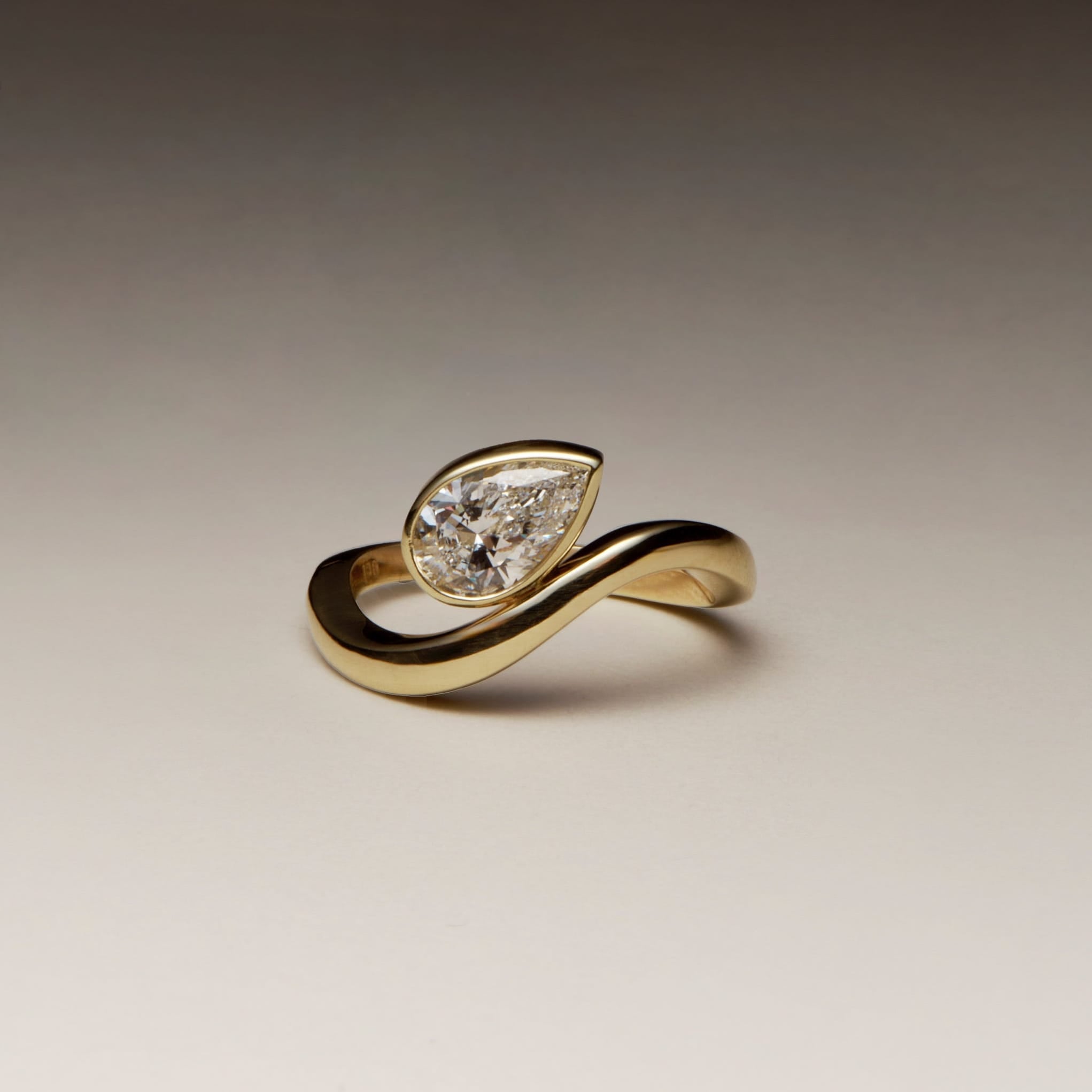 EFStudios Chloe Floating Diamond Ring - Pear Bezel