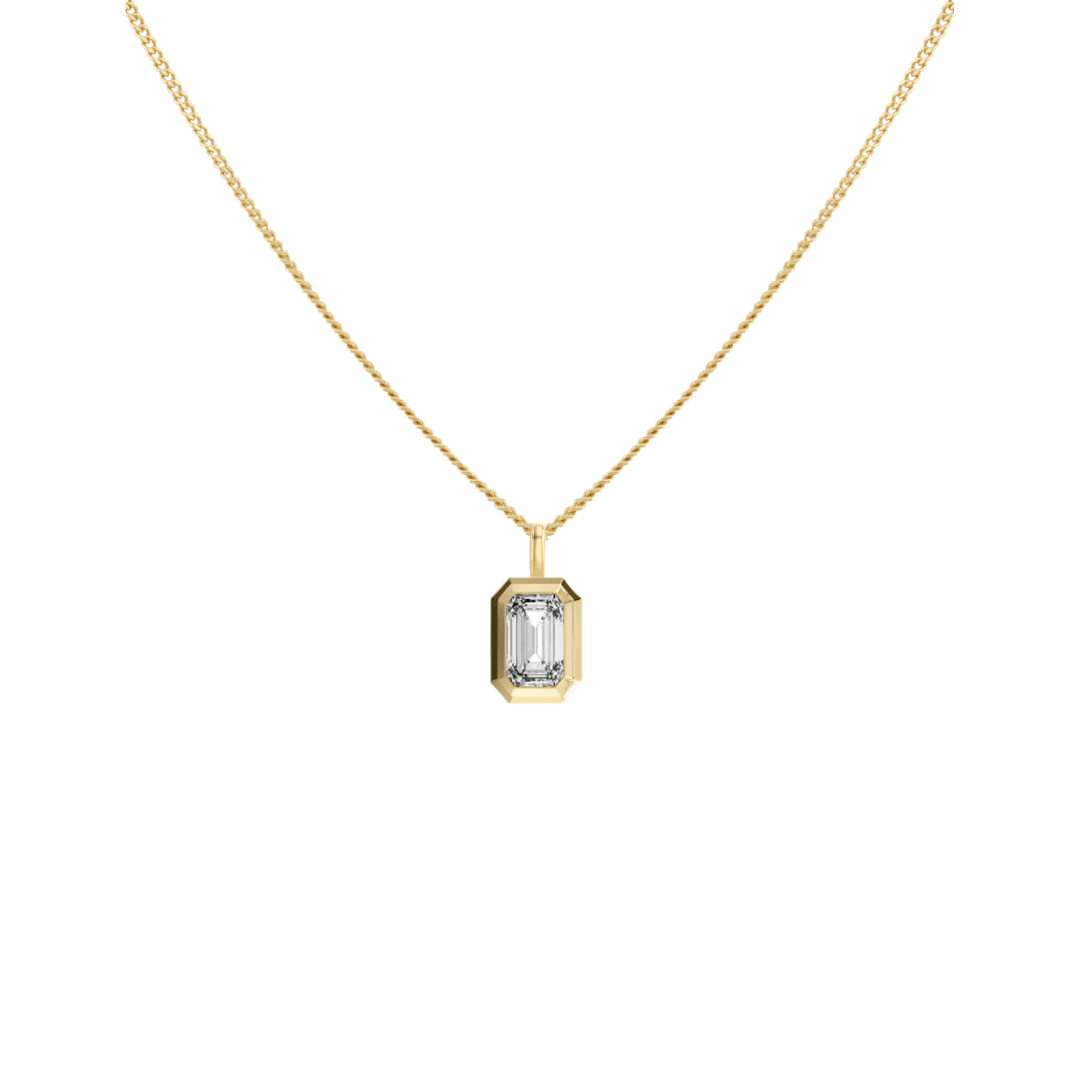 EFStudios Emerald Cut Diamond Bezel Pendant