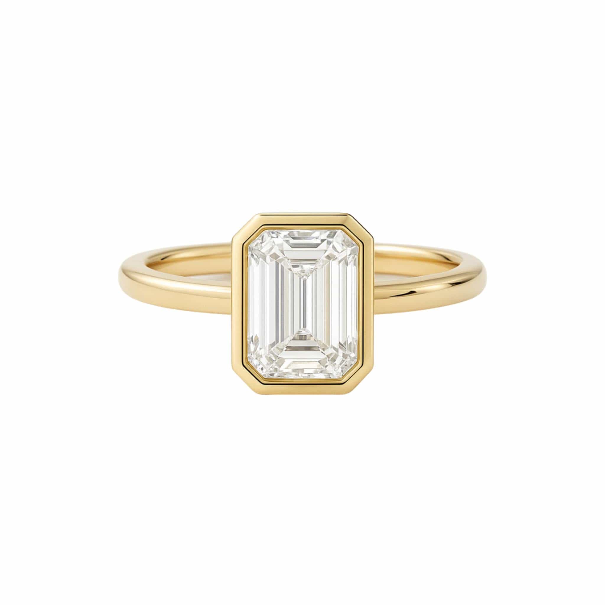 EFStudios Emerald Diamond Bezel Engagement Ring