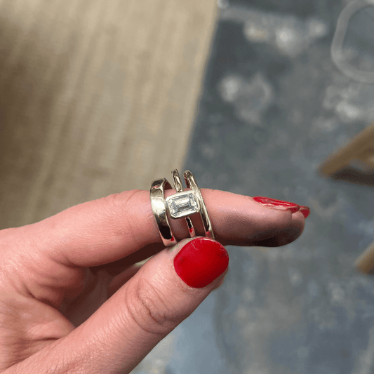 EFStudios Lauren Emerald Diamond Bezel Engagement Ring