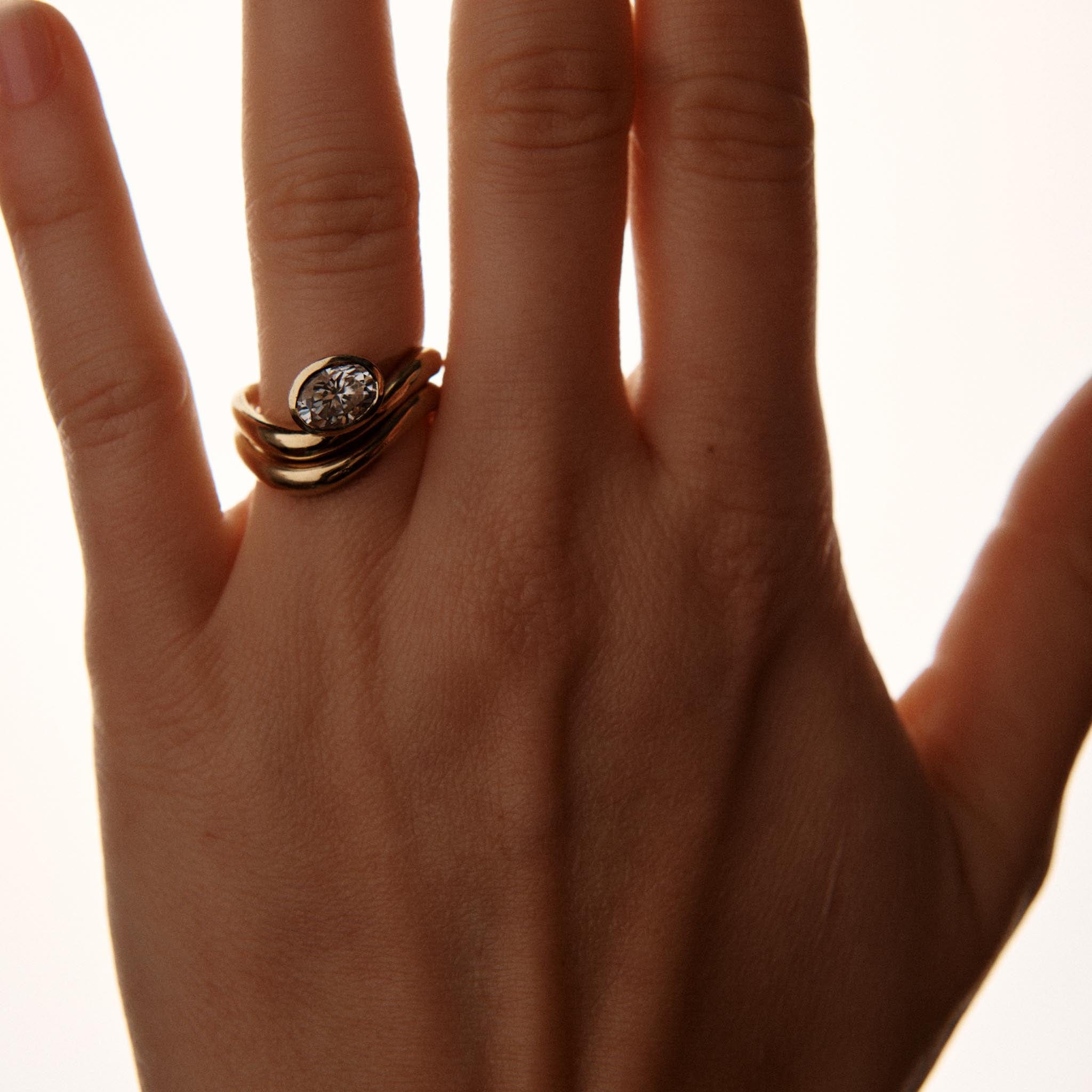EFStudios Oval Bezel Floating Engagement Ring