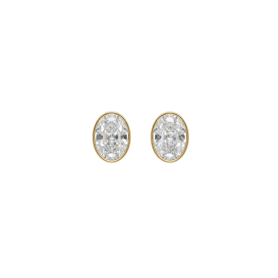EFStudios Oval Diamond Bezel Stud Earrings