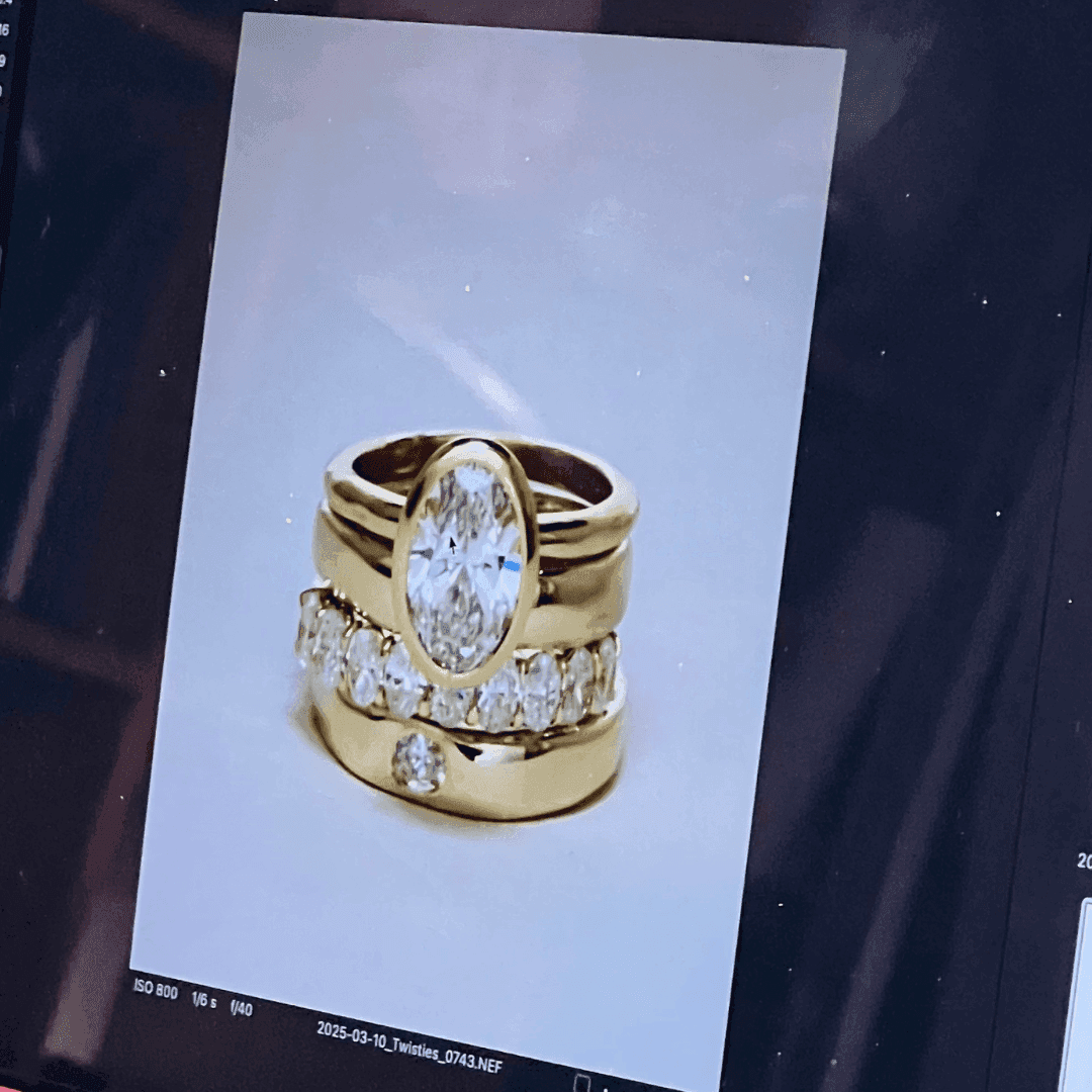 EFStudios Oval Diamond Half Eternity Band