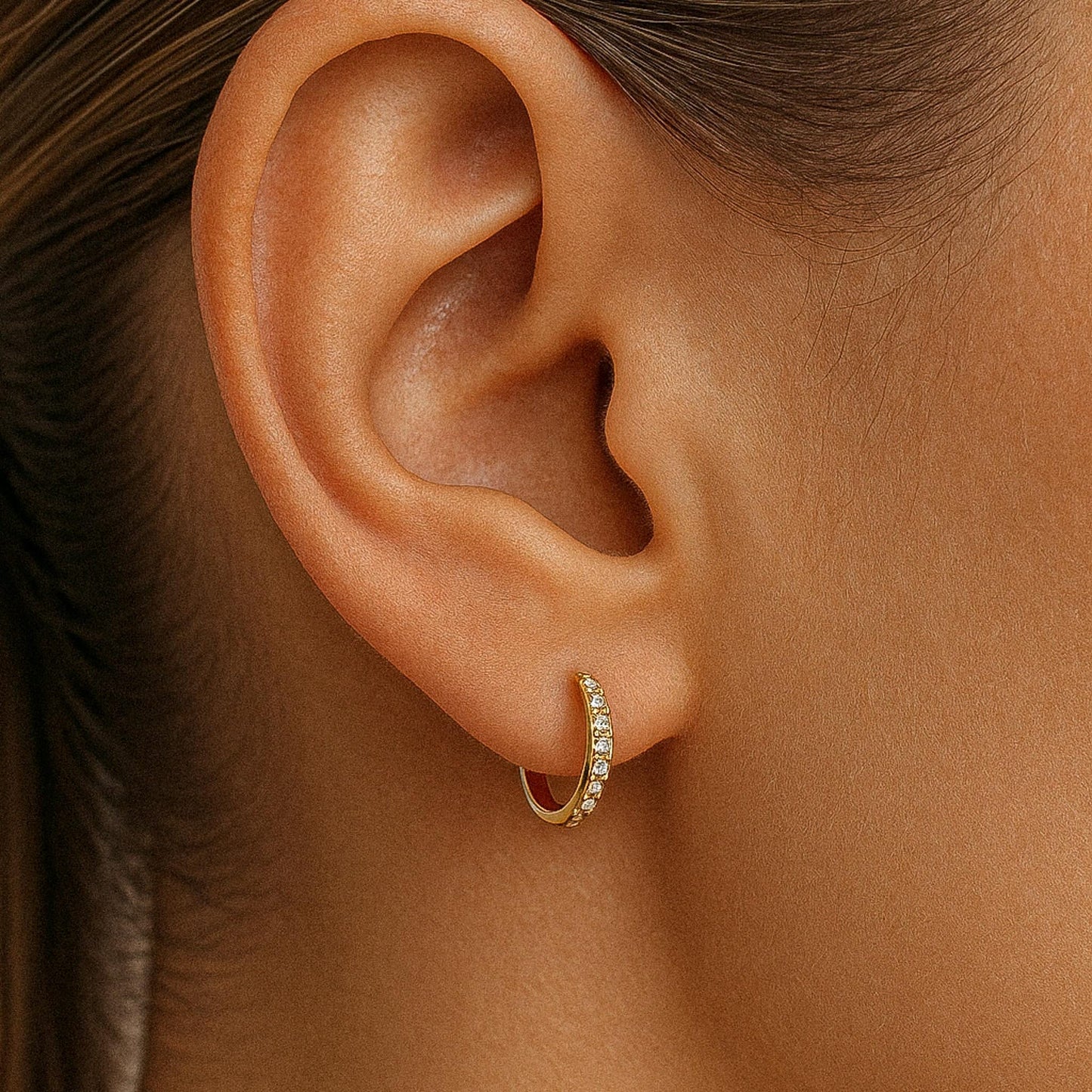 EFStudios Pave' Diamond Huggie Earring