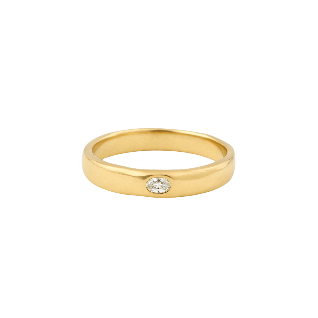 EFStudios ring Oval Diamond Organic Flat Band