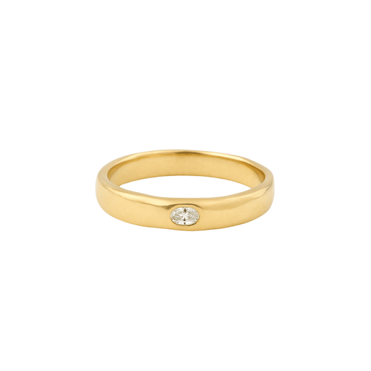 EFStudios ring Oval Diamond Organic Flat Band