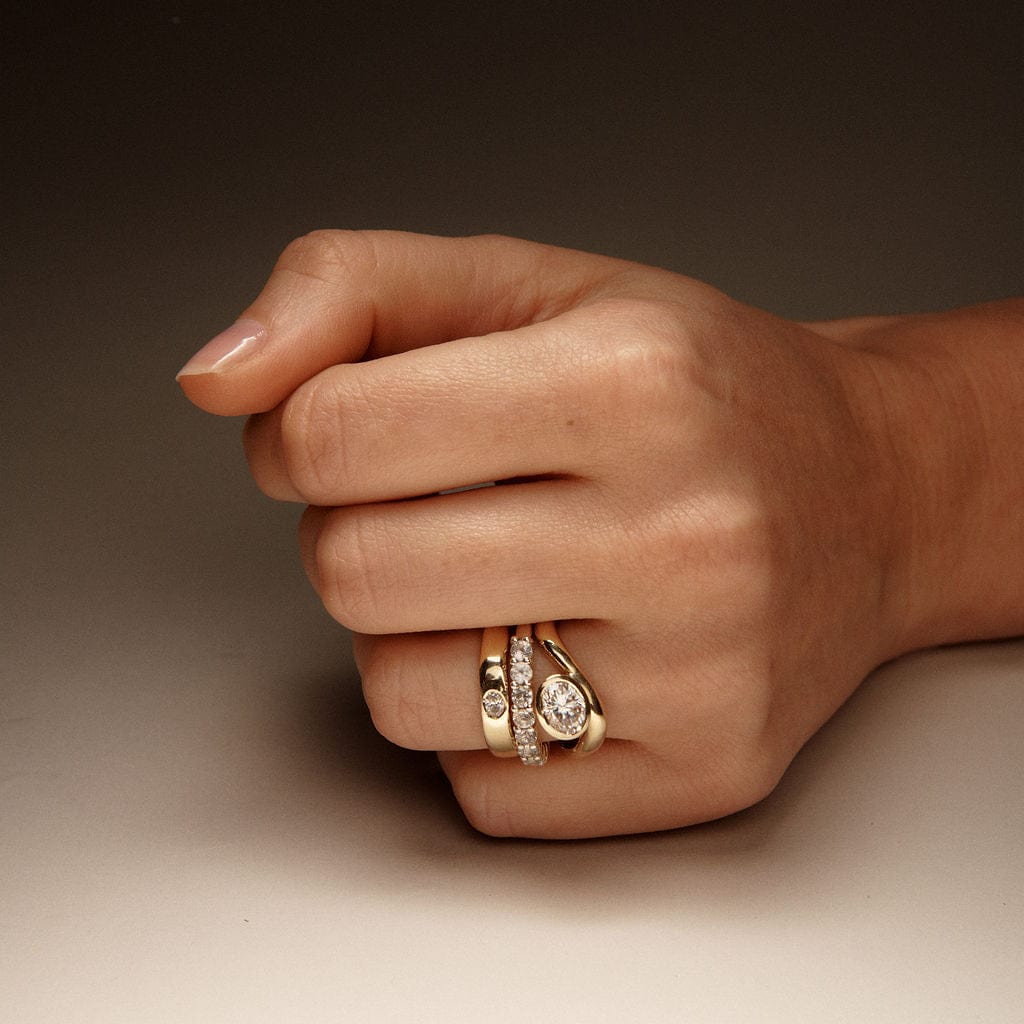 EFStudios Round Diamond Half Eternity Band | Gold & Lab Grown Diamonds