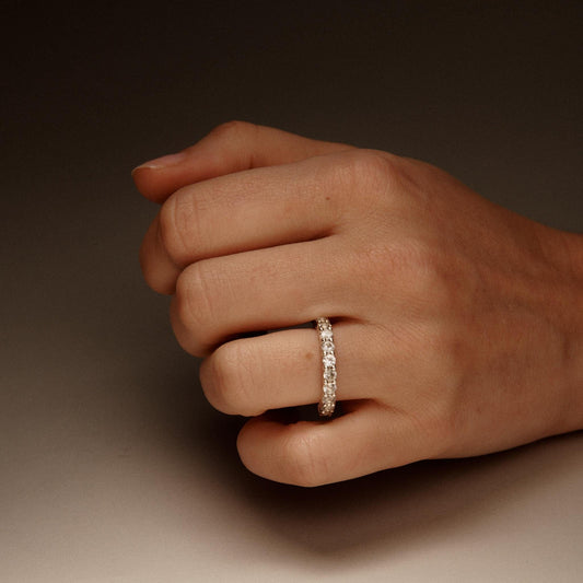 EFStudios Round Diamond Half Eternity Band | Gold & Lab Grown Diamonds