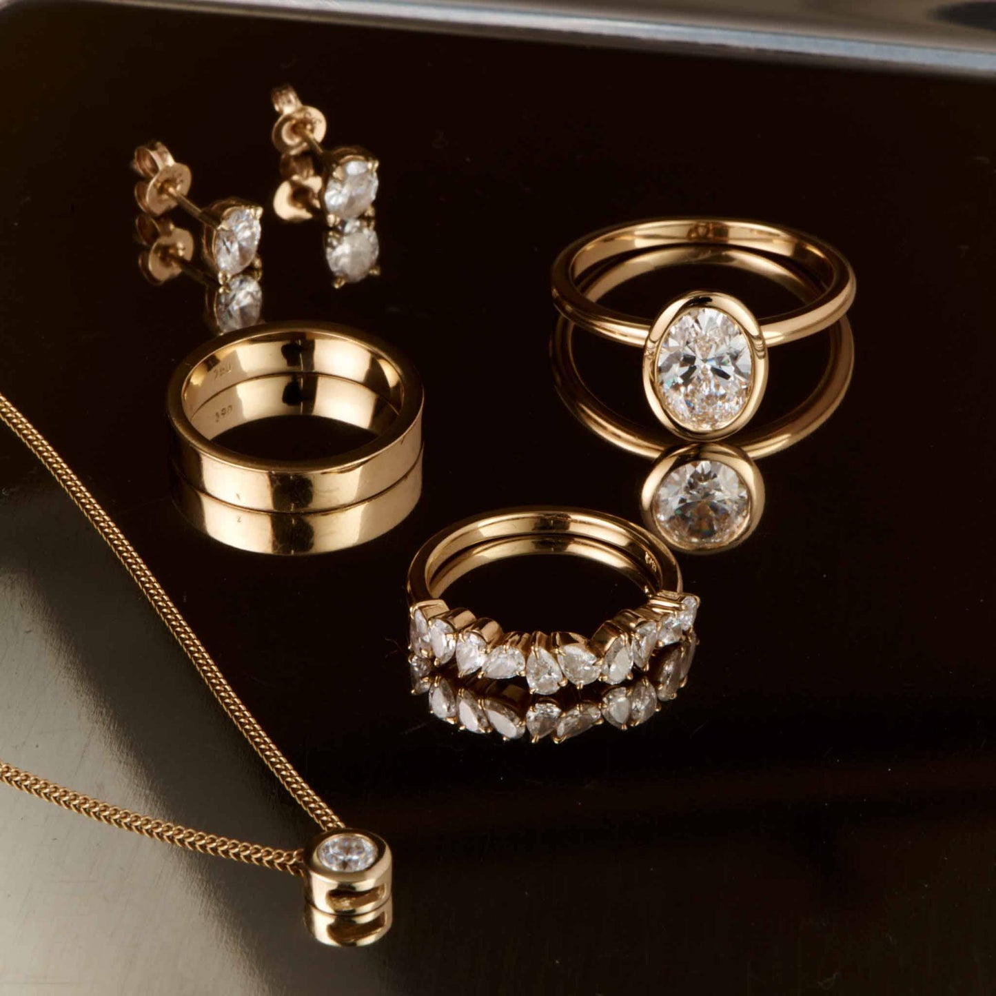 EFStudios Scattered Pear Diamond Half Eternity Ring