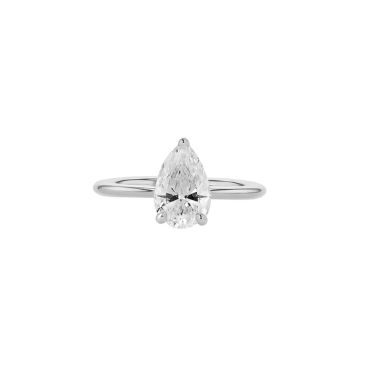 EFStudios The Amelia Ring – Pear Solitaire Platinum