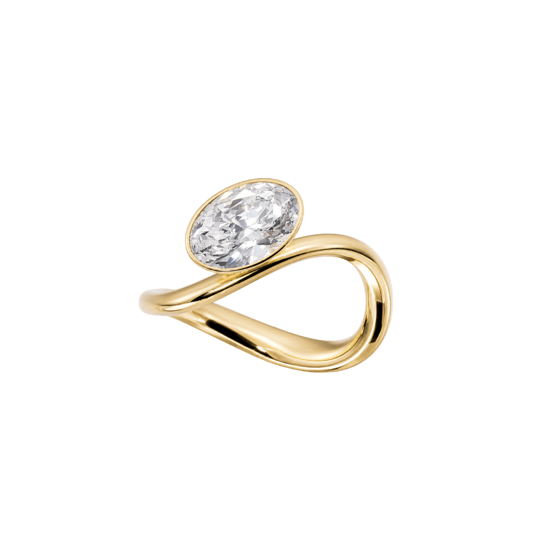 EFStudios The Camilla Floating Diamond Ring - Oval Bezel