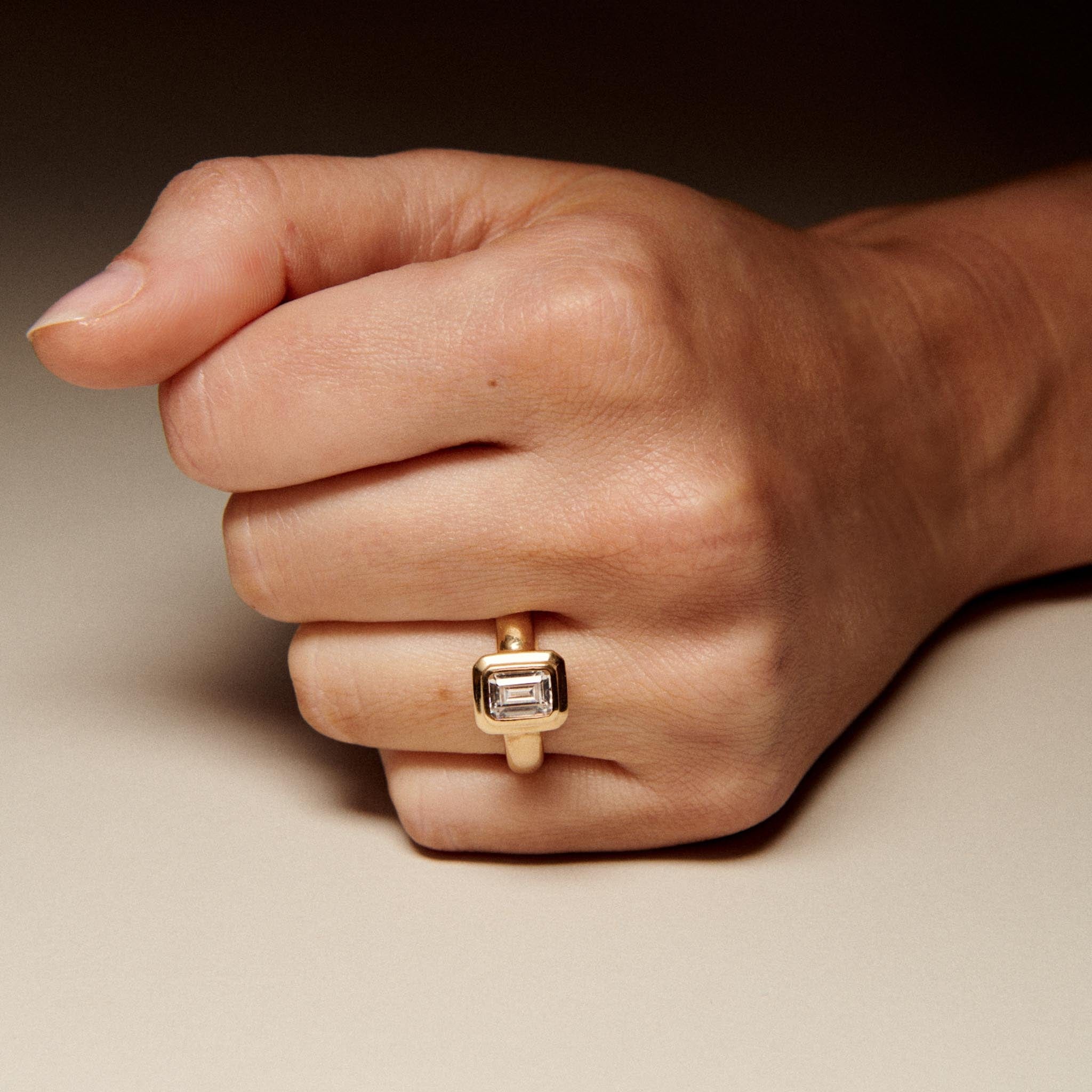 EFStudios The Lucia Ring - Emerald Bezel Domed Ring