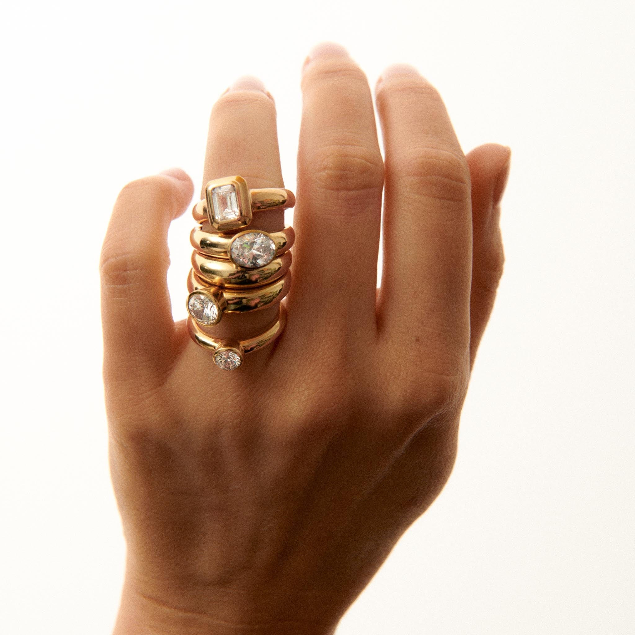 EFStudios The Lucia Ring - Emerald Bezel Domed Ring