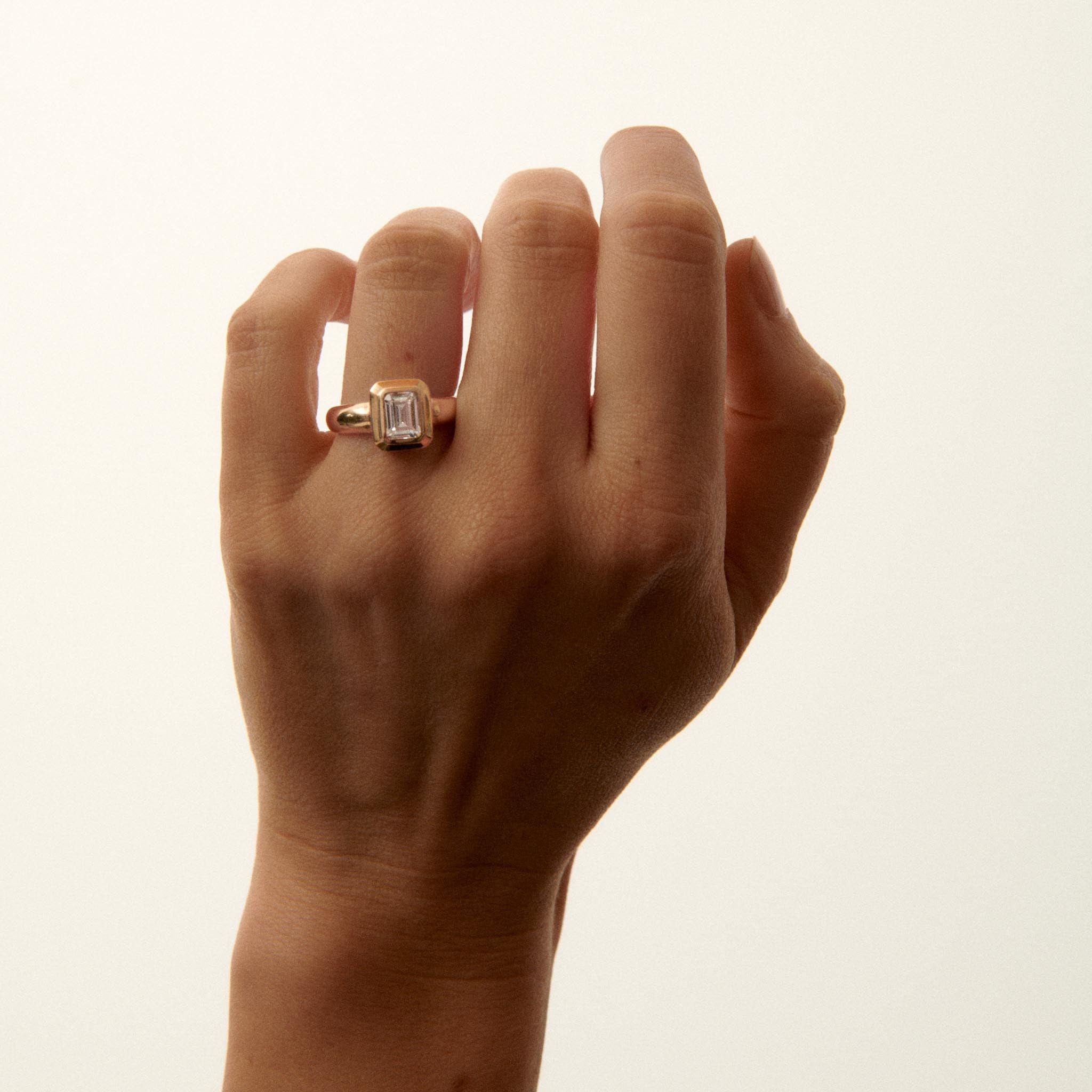 EFStudios The Lucia Ring - Emerald Bezel Domed Ring