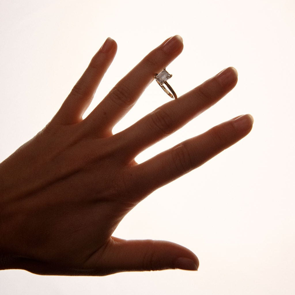 EFStudios The Monique Ring – Emerald Solitaire | Gold & Lab-Grown Diamonds
