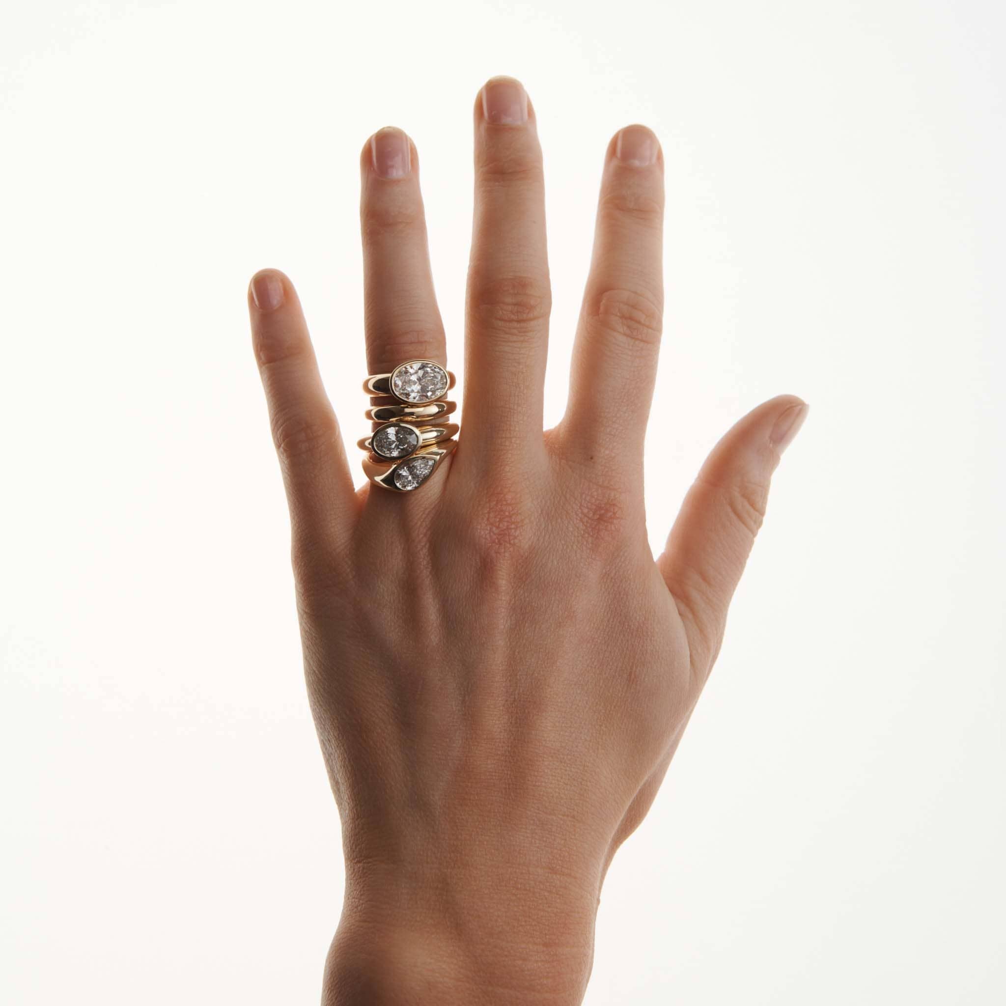 EFStudios The Nicole Ring - Oval East West Bezel Domed Ring