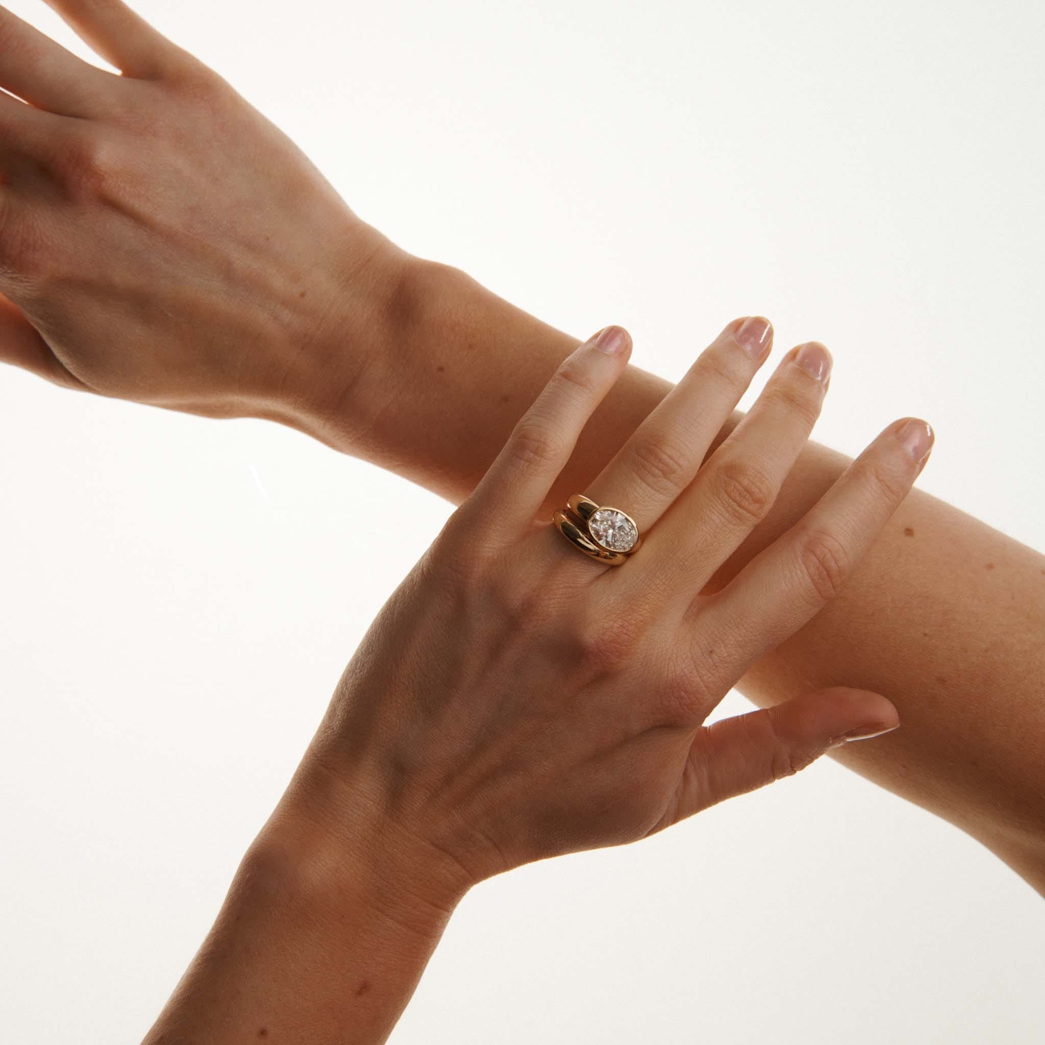 EFStudios The Nicole Ring - Oval East West Bezel Domed Ring