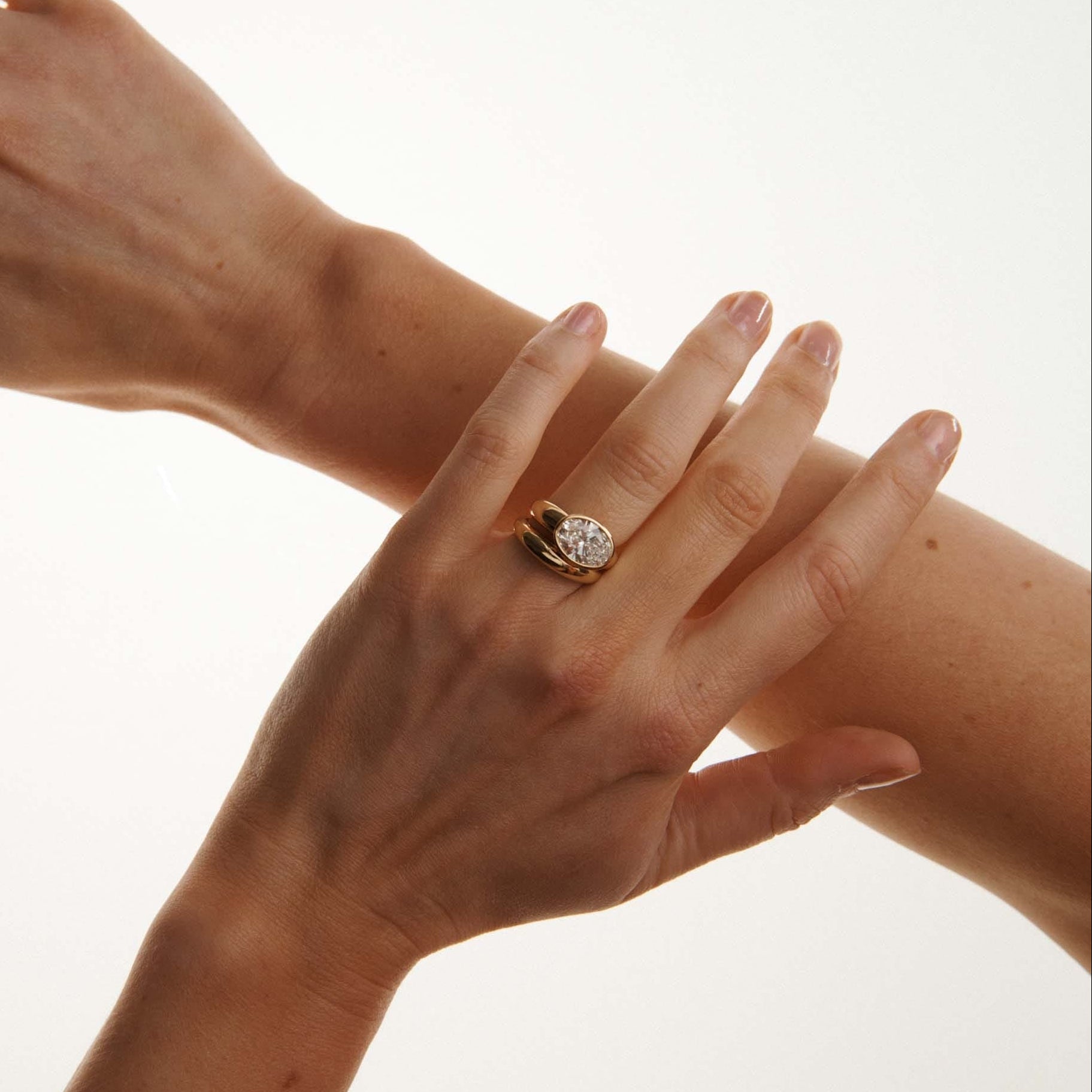 EFStudios The Nicole Ring - Oval East West Bezel Domed Ring