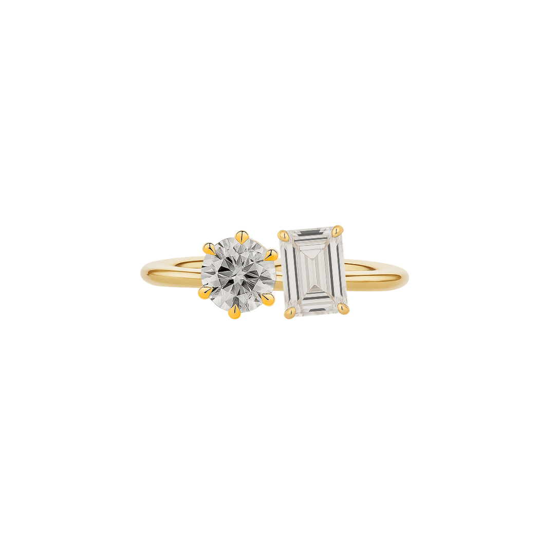 EFStudios Toi Et Moi Diamond Ring - Emerald & Round