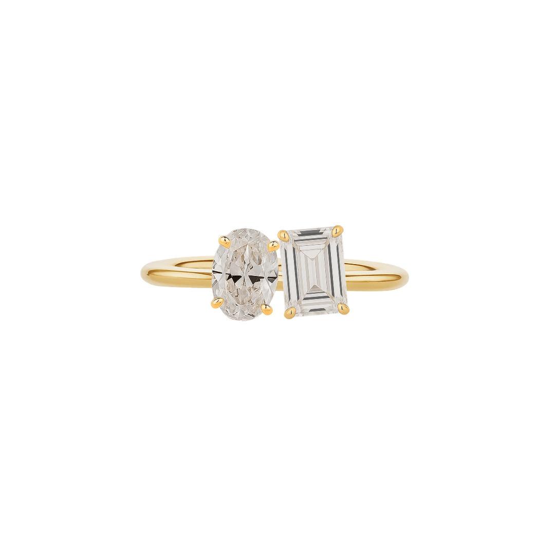 EFStudios Toi Et Moi Diamond Ring - Oval & Emerald