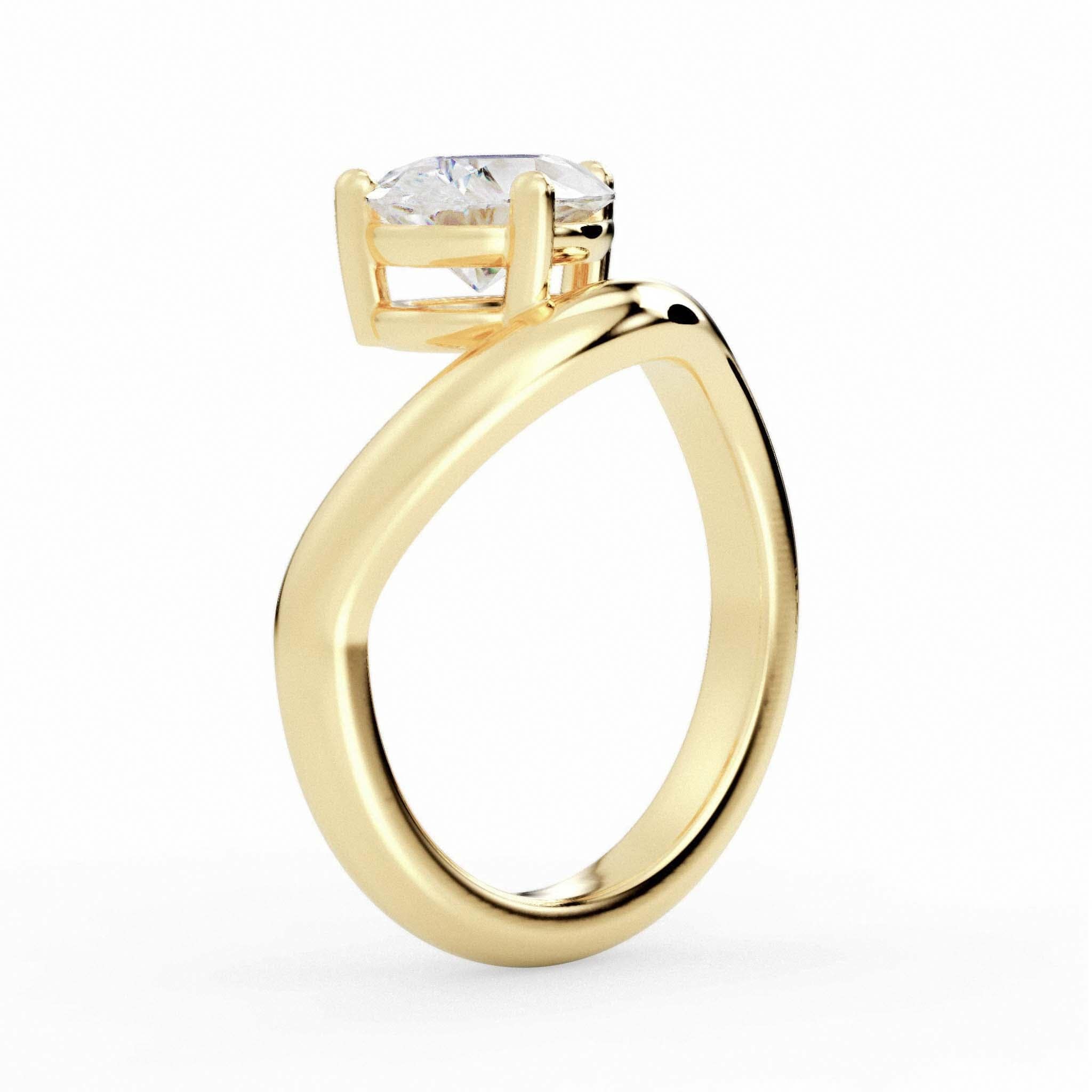 The Natasha Ring - Pear Solitaire Setting | Gold & Lab-Grown Diamonds - EFStudios