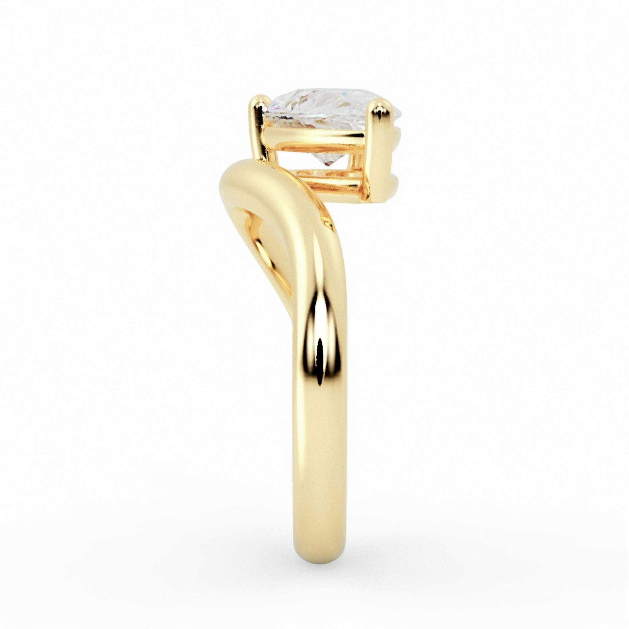 The Natasha Ring - Pear Solitaire Setting | Gold & Lab-Grown Diamonds - EFStudios