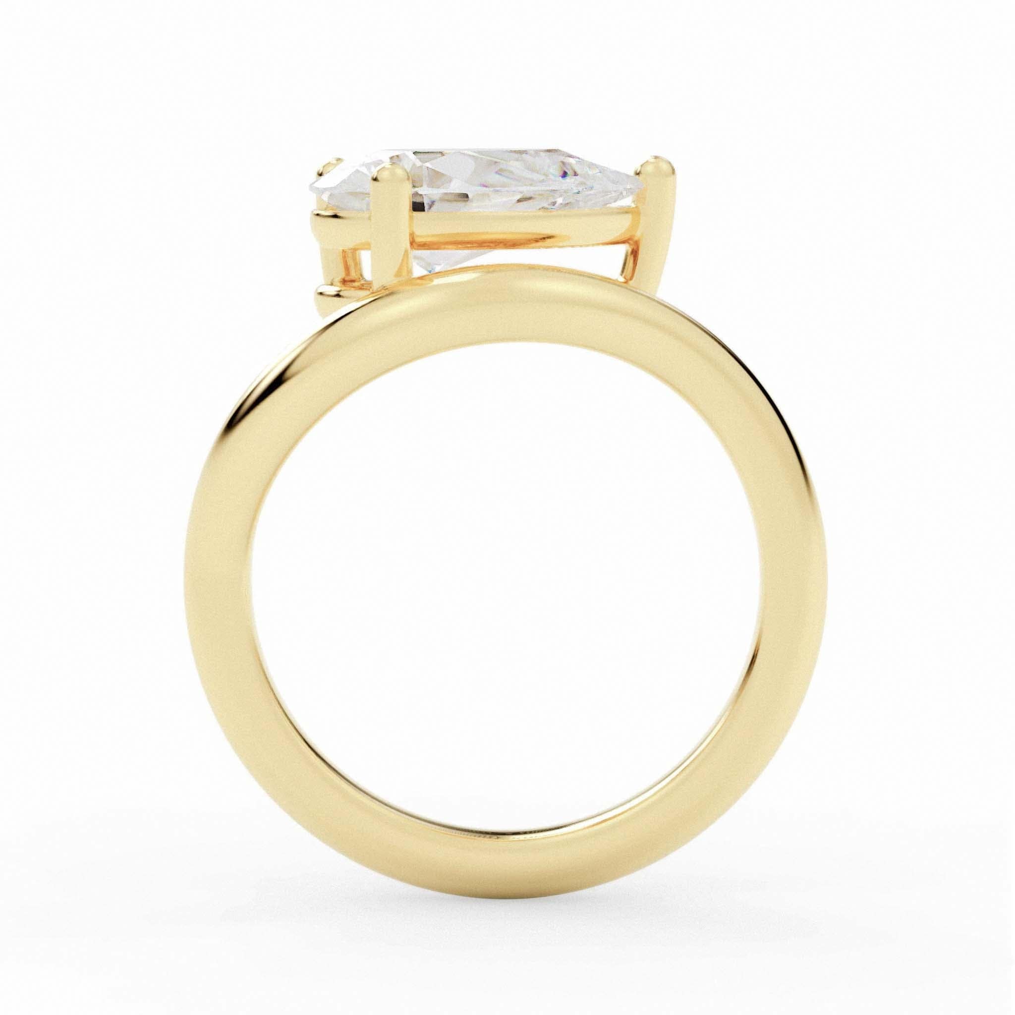 The Natasha Ring - Pear Solitaire Setting | Gold & Lab-Grown Diamonds - EFStudios